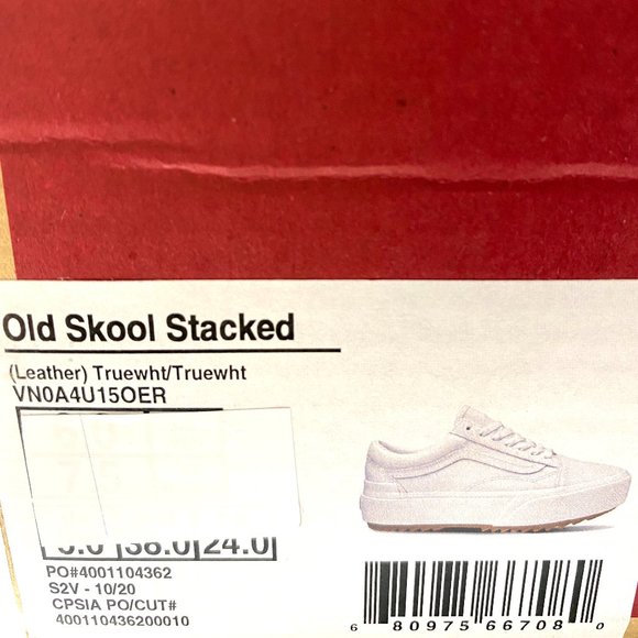 VANS PLATFORM Old Skool Stacked Leather Sneakers White Women’s Size VN0A4U15OER - Picture 12 of 12